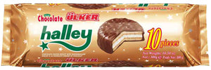 Ulker Halley Milk Chocolate Covered Sandwich Biscuit filled with Mallow (10pcs) - 300g