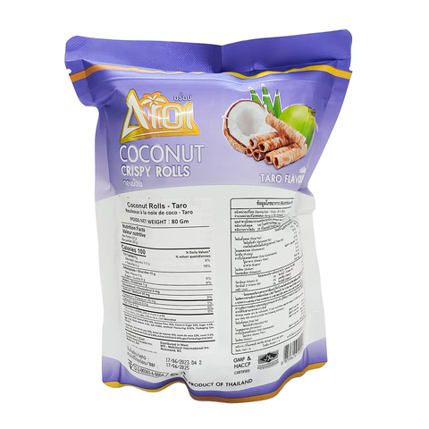 Aroi Coconut Crispy Rolls Taro Flavor - 80g