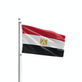 Egypt flag waving from the pole in 1:1 aspect ration in white background. 