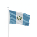 Guatemalan flag waving from the pole in 1:1 aspect ration in white background. 