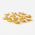 Potato Chips laying on the white surface. Background is transparent. 